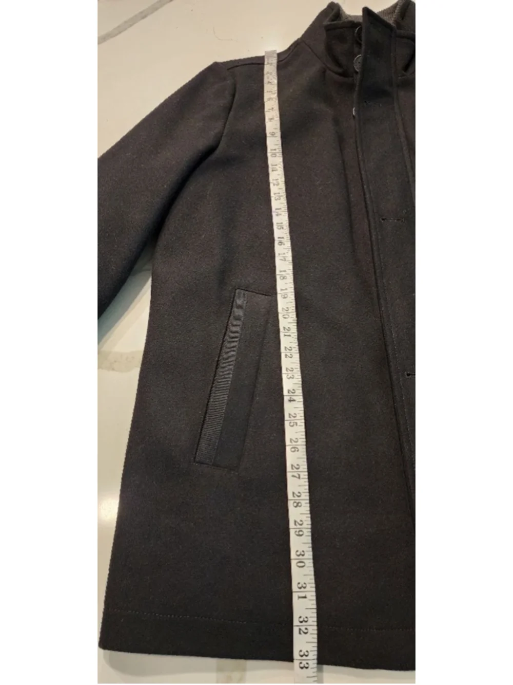 ANDREW MARC New York Men's Black Wool Blend Car Coat Jacket L Full Zip Button